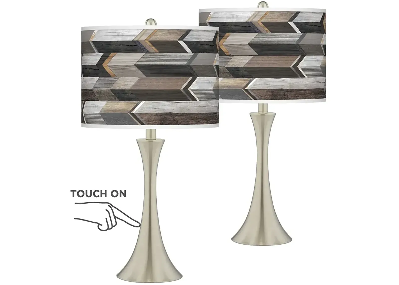 Woodwork Arrows Trish Brushed Nickel Touch Table Lamps Set of 2