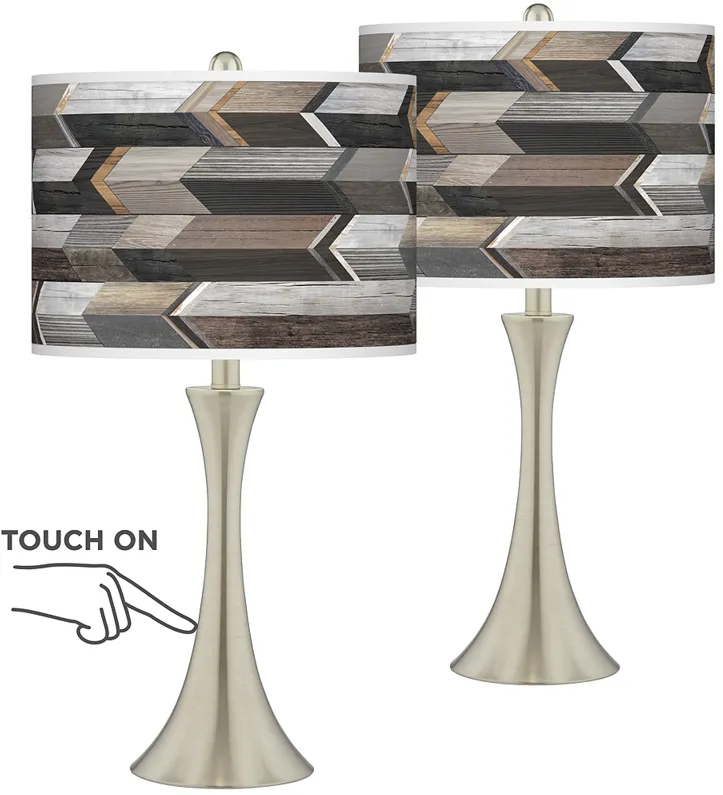 Woodwork Arrows Trish Brushed Nickel Touch Table Lamps Set of 2