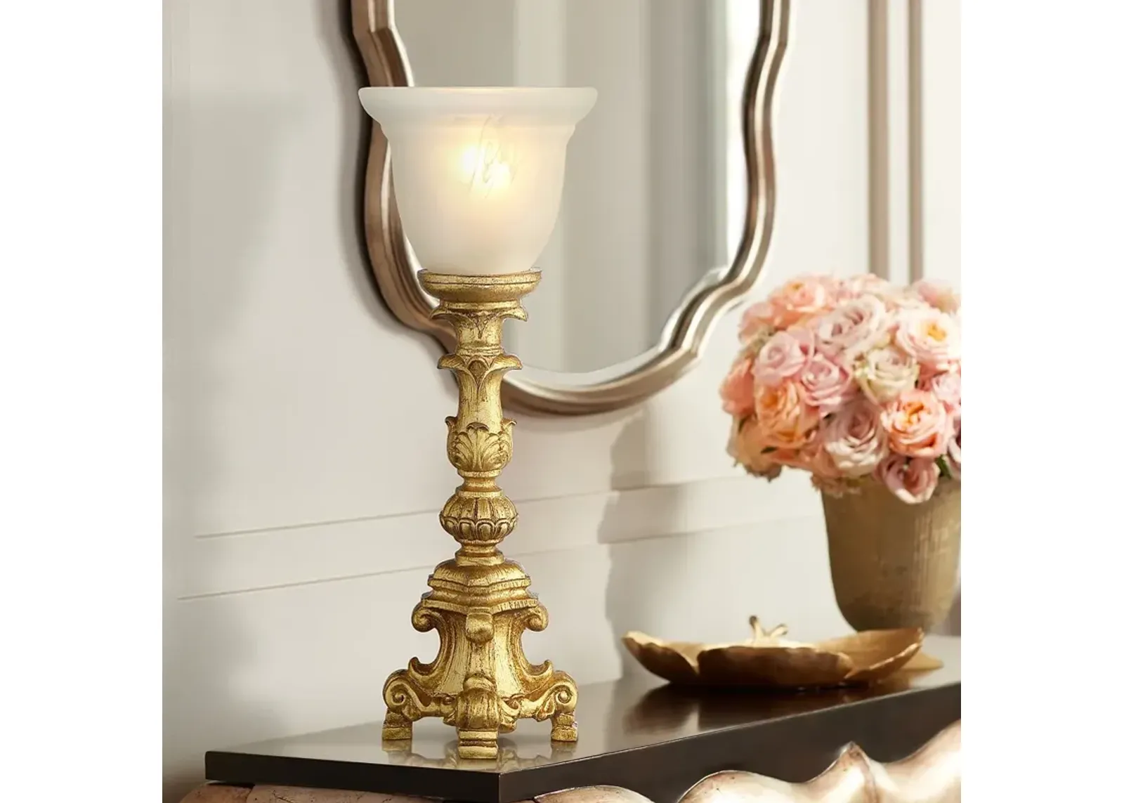 Regency Hill French Candlestick 18" Gold Accent Console Lamp