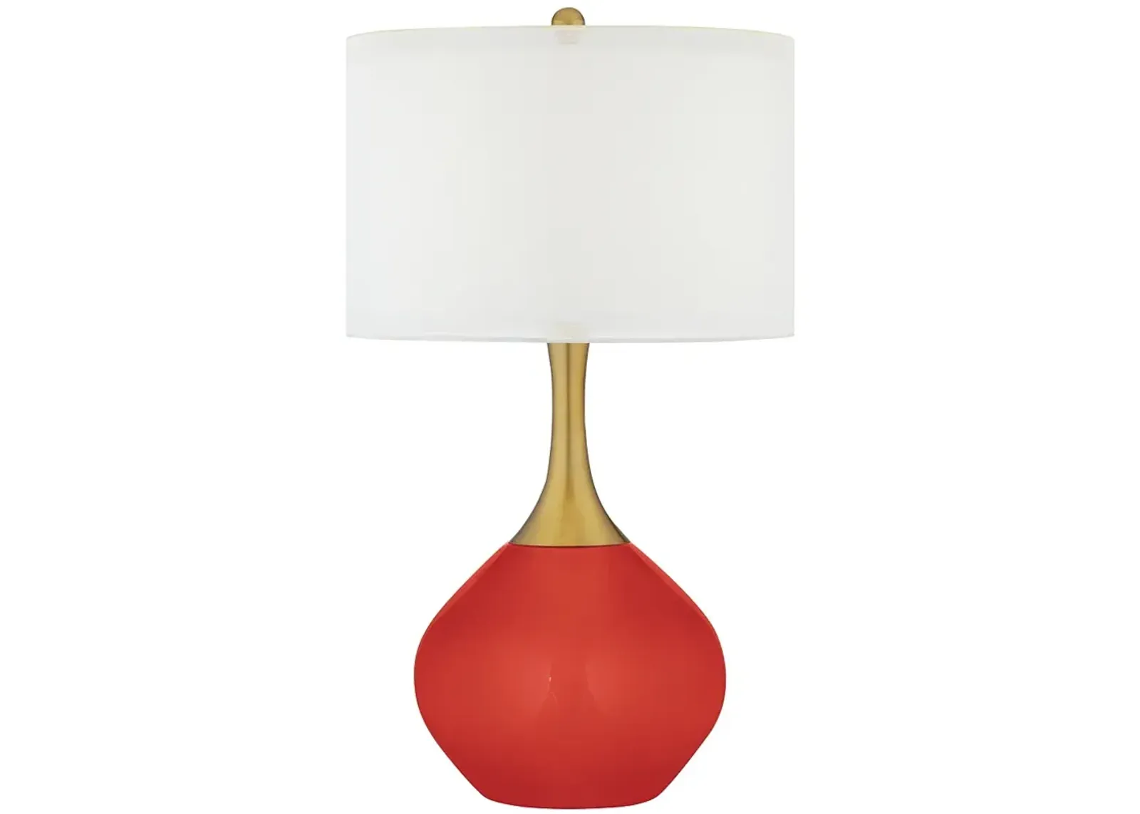 Color Plus Nickki Brass 30 1/2" Modern Cherry Tomato Red Table Lamp