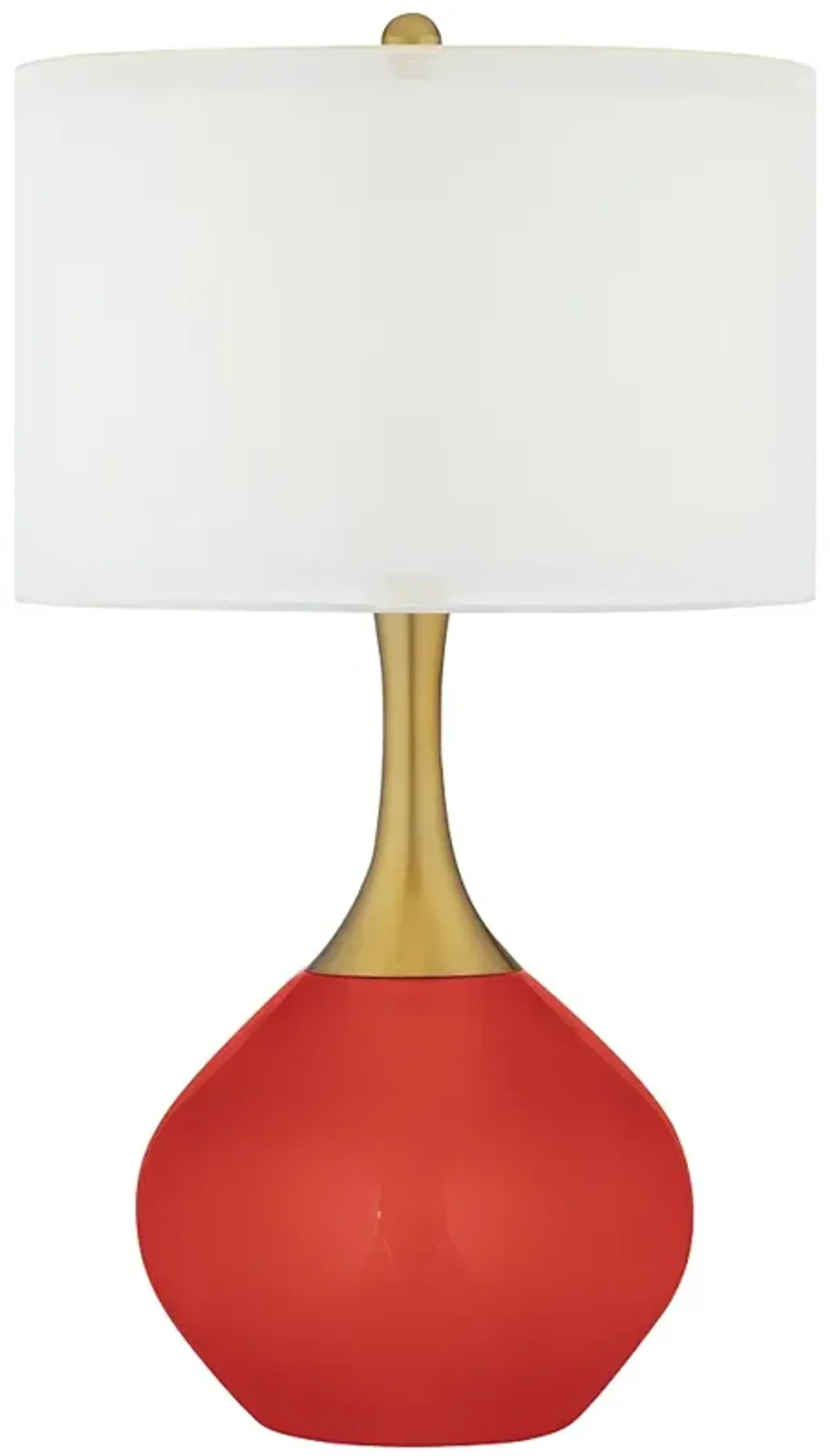 Color Plus Nickki Brass 30 1/2" Modern Cherry Tomato Red Table Lamp