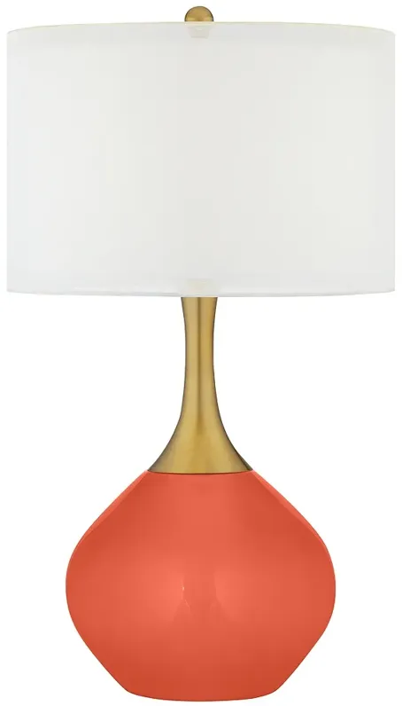 Daring Orange Nickki Brass Modern Table Lamp