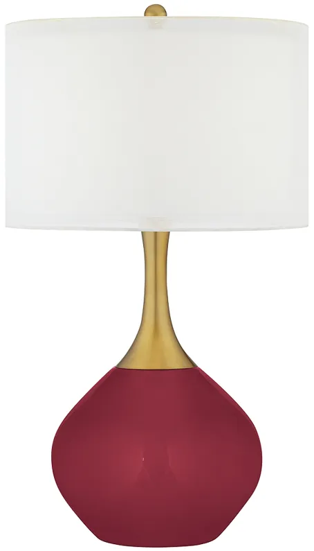 Color Plus Nickki Brass 30 1/2" Antique Red Modern Glass Table Lamp