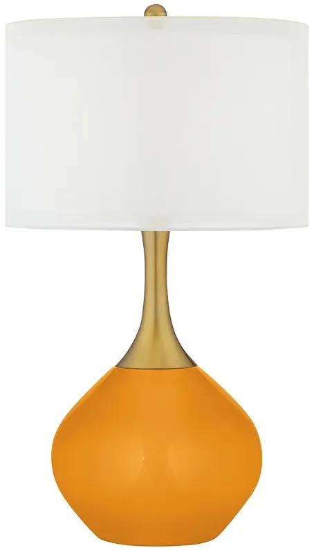 Color Plus Nickki Brass 30 1/2" Carnival Orange Table Lamp