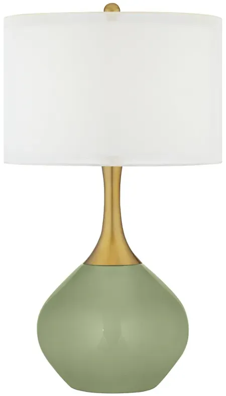Majolica Green Nickki Brass Table Lamp