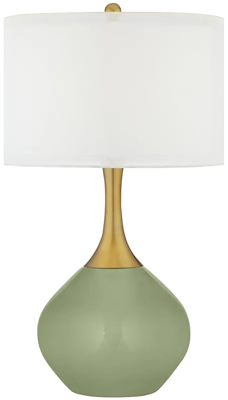 Majolica Green Nickki Brass Table Lamp