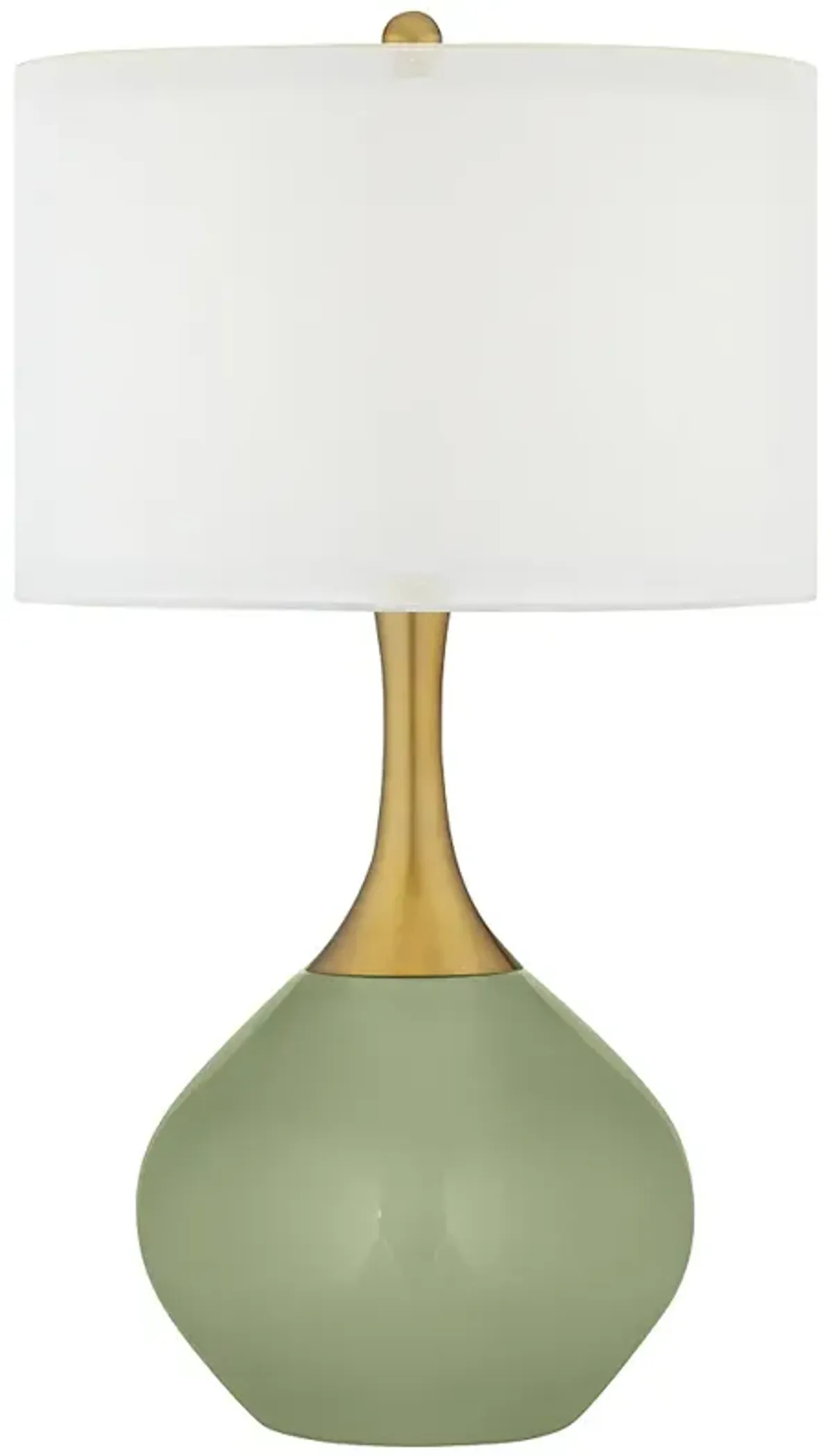 Color Plus Nickki Brass 30 1/2" Modern Majolica Green Table Lamp