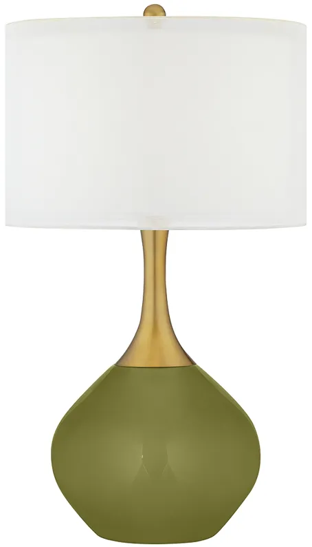 Color Plus Nickki Brass 30 1/2" High Rural Green Glass Table Lamp