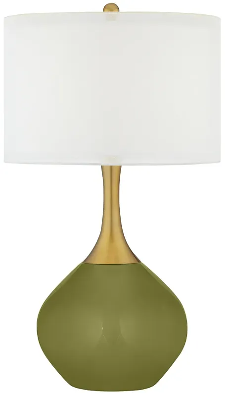 Color Plus Nickki Brass 30 1/2" High Rural Green Glass Table Lamp