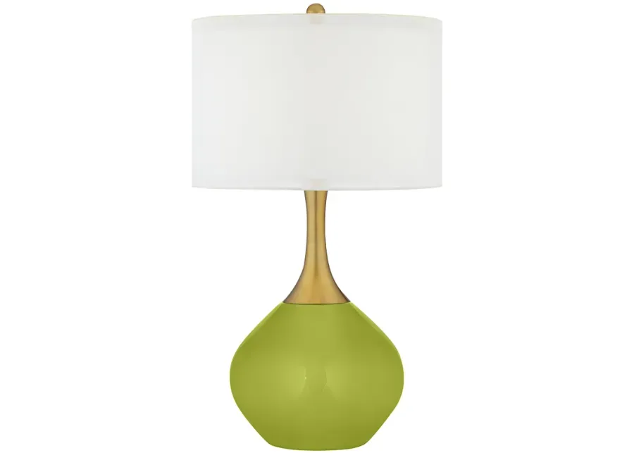 Parakeet Green Nickki Brass Table Lamp