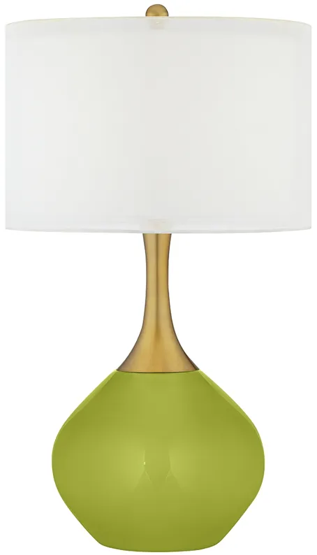 Parakeet Green Nickki Brass Table Lamp