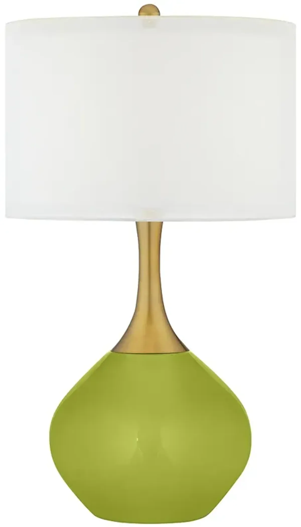 Color Plus Nickki Brass 30 1/2" Modern Parakeet Green Table Lamp