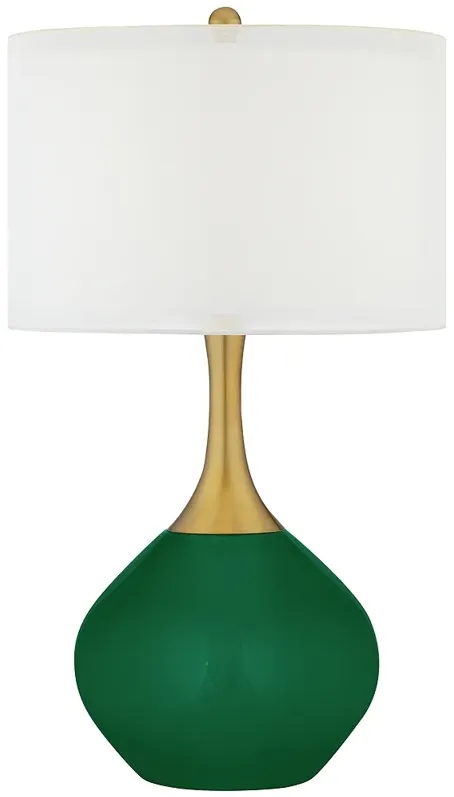 Greens Nickki Brass Modern Green Table Lamp