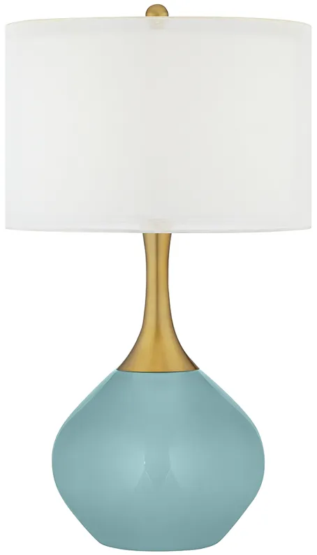 Raindrop Blue Nickki Brass Modern Table Lamp