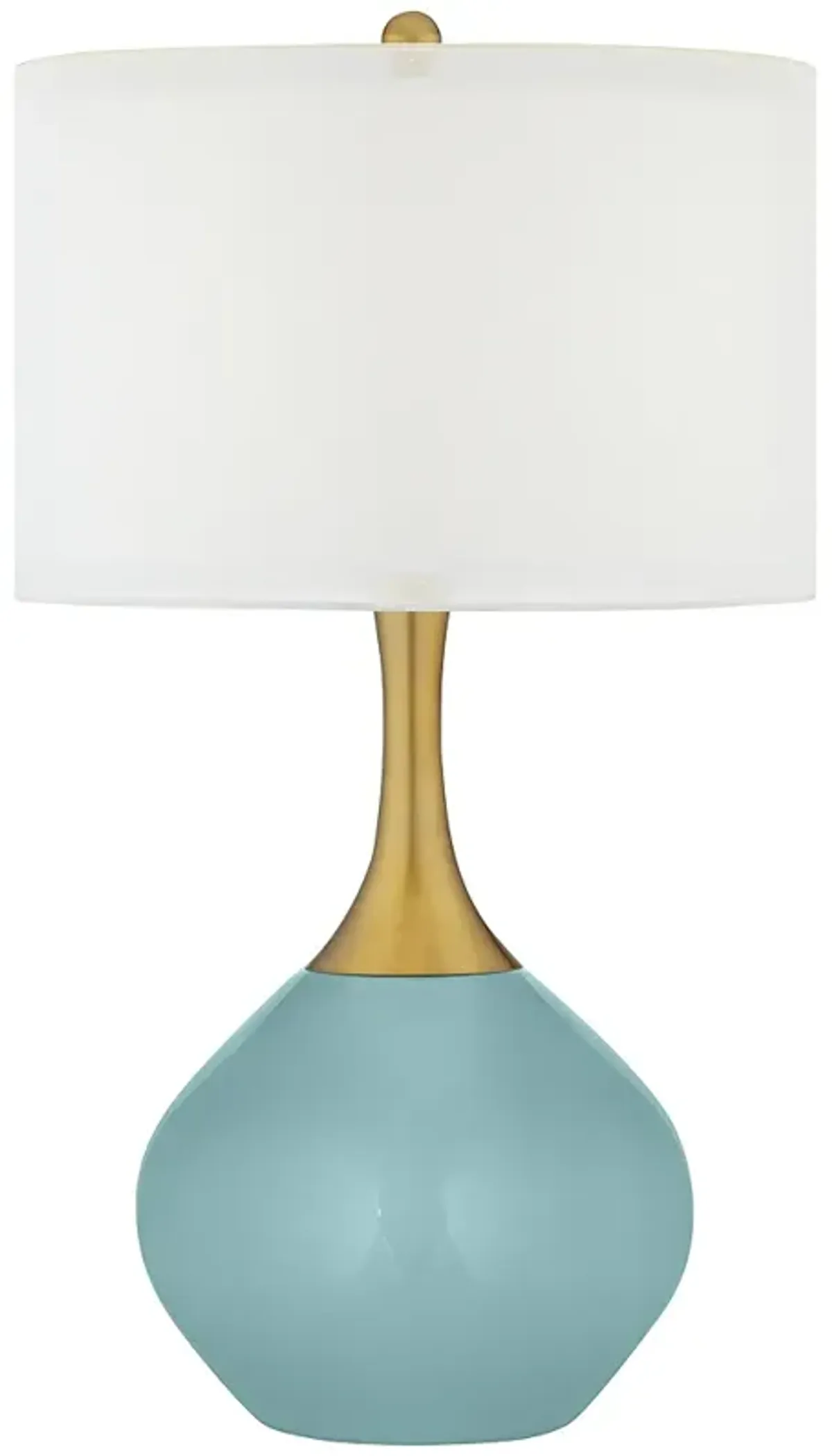 Color Plus Nickki Brass 30 1/2" High Modern Raindrop Blue Table Lamp
