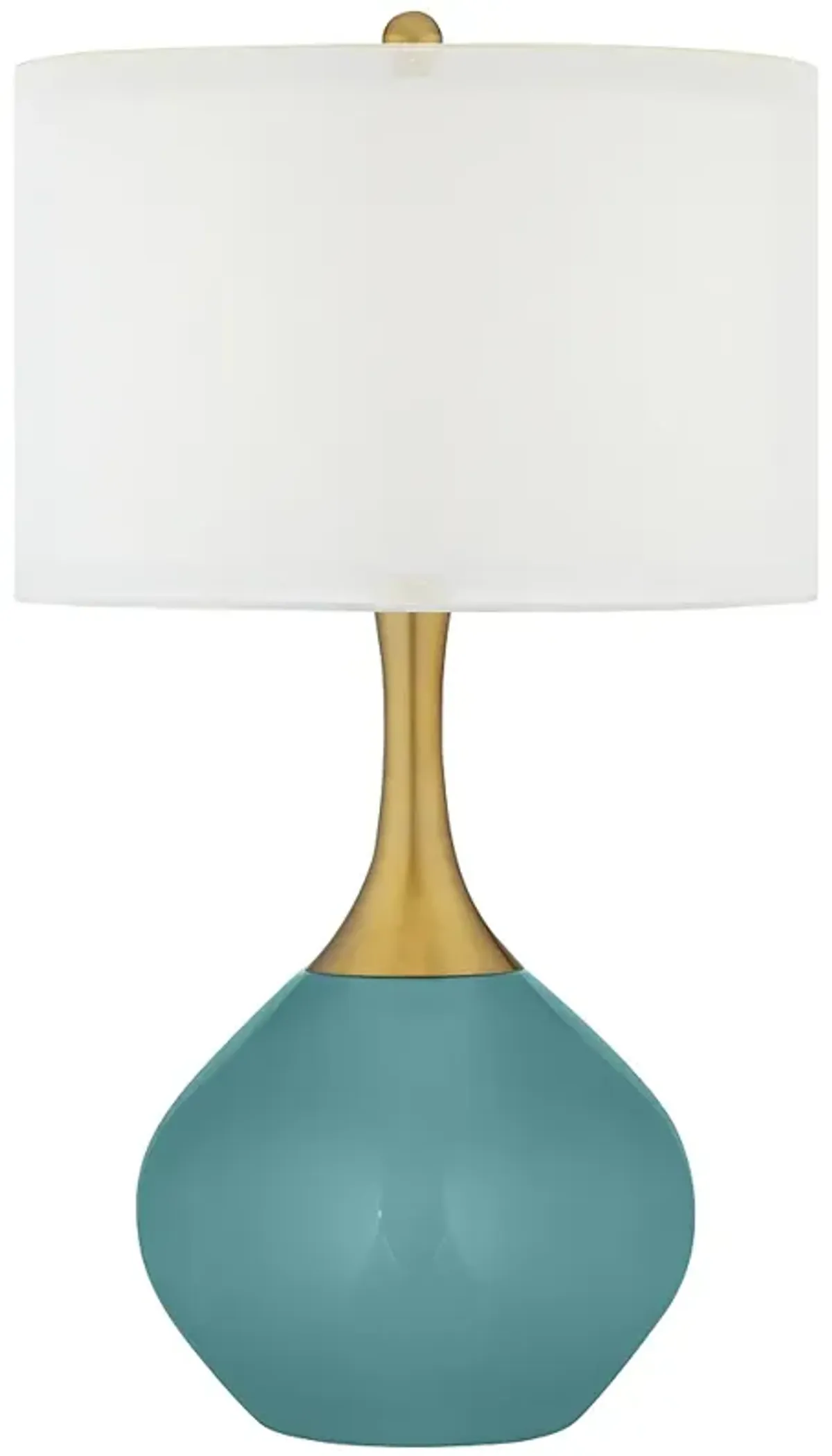 Color Plus Nickki Brass 30 1/2" Modern Reflecting Pool Blue Table Lamp