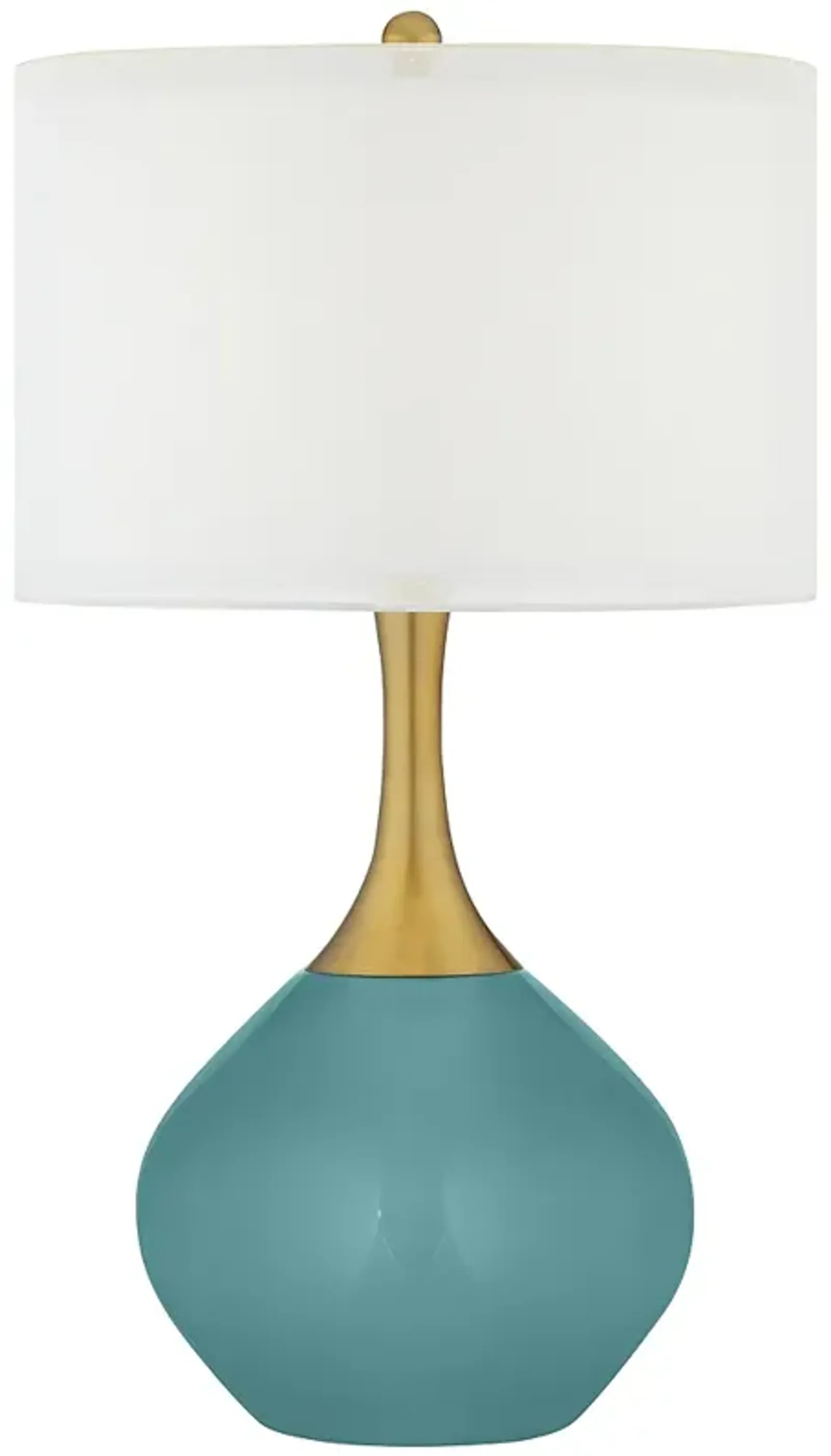 Color Plus Nickki Brass 30 1/2" Modern Reflecting Pool Blue Table Lamp