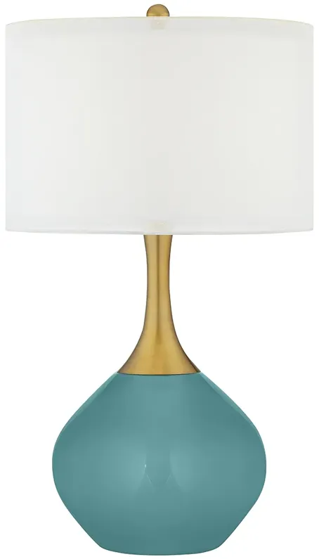 Reflecting Pool Blue Nickki Brass Modern Table Lamp