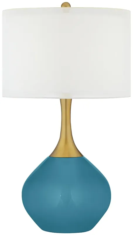 Great Falls Blue Nickki Brass Modern Table Lamp