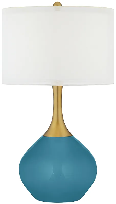Great Falls Blue Nickki Brass Modern Table Lamp
