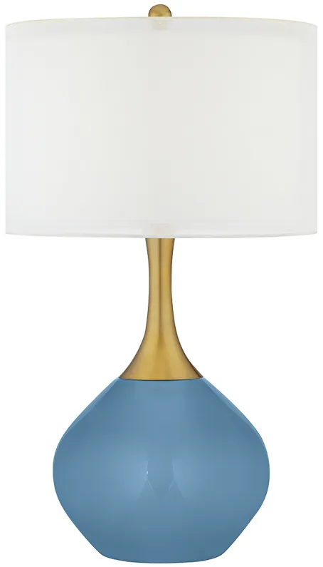 Secure Blue Nickki Brass Modern Luxe Table Lamp