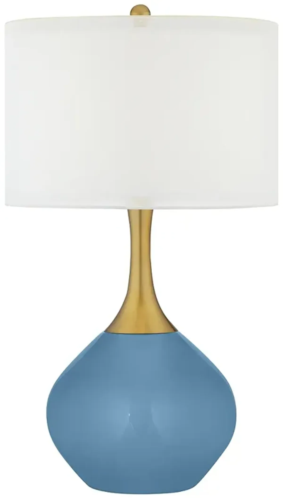 Color Plus Nickki Brass 30 1/2" High Modern Secure Blue Table Lamp