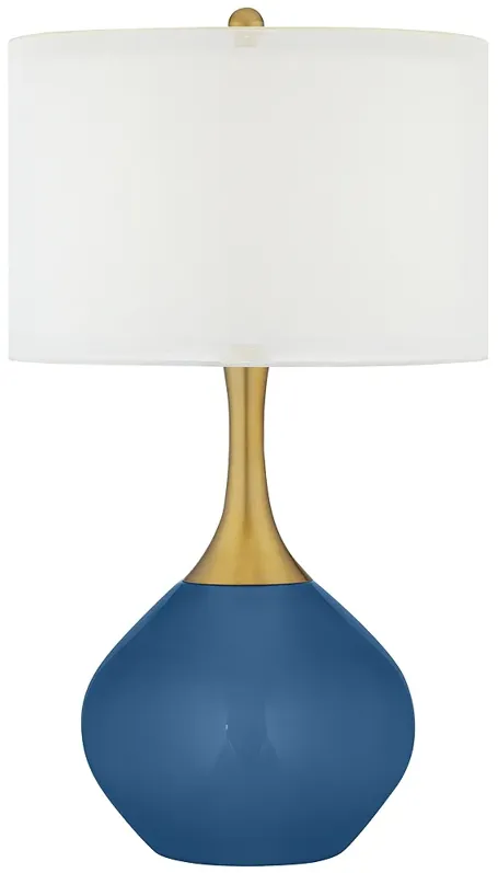 Color Plus Nickki Brass 30 1/2" Modern Luxe Regatta Blue Table Lamp