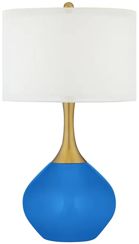 Royal Blue Nickki Brass Modern Table Lamp