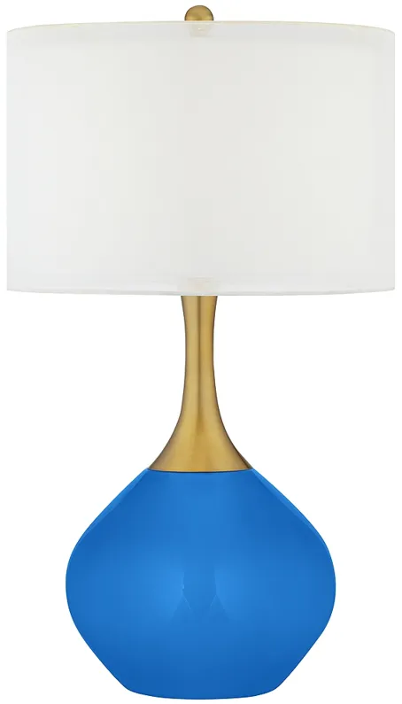 Royal Blue Nickki Brass Modern Table Lamp