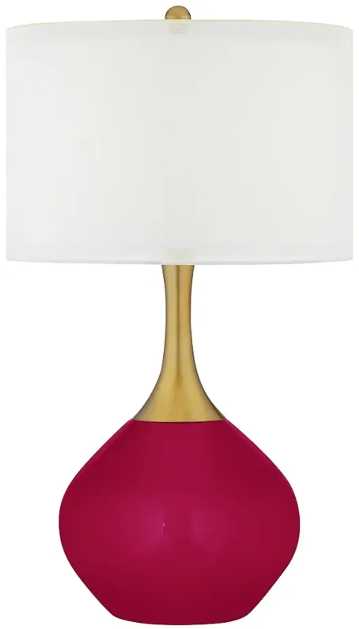 Color Plus Nickki Brass 30 1/2" French Burgundy Red Modern Table Lamp