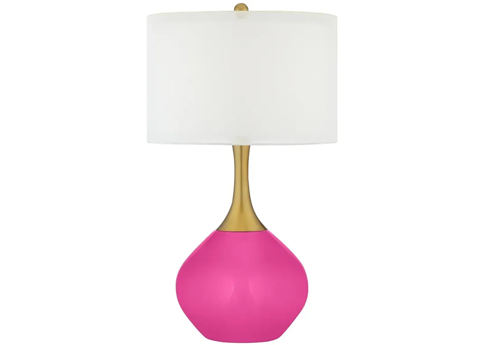 Color Plus Nickki Brass 30 1/2" Modern Glass Fuchsia Pink Table Lamp