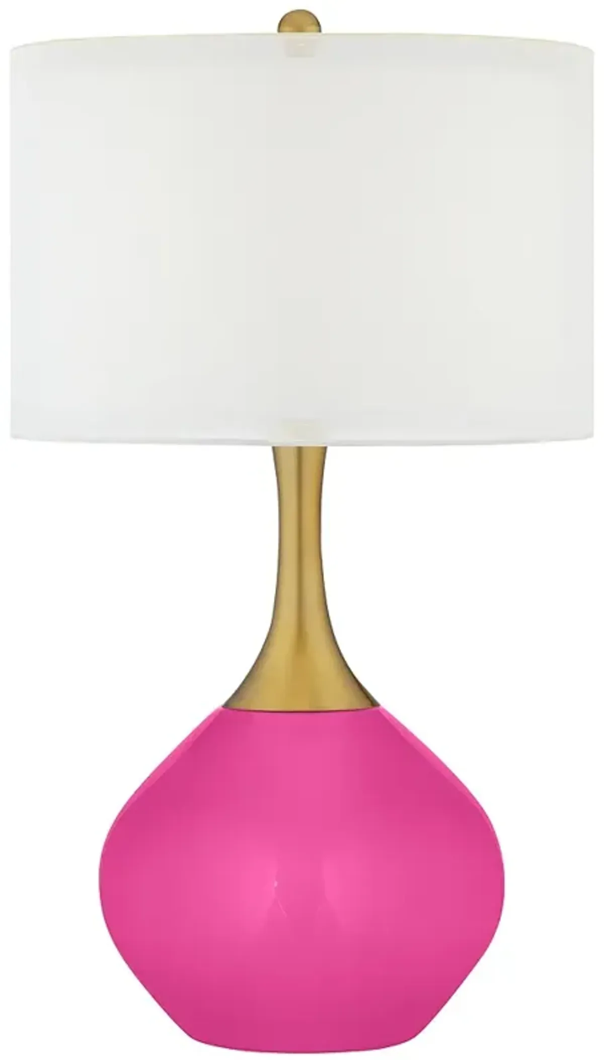 Color Plus Nickki Brass 30 1/2" Modern Glass Fuchsia Pink Table Lamp