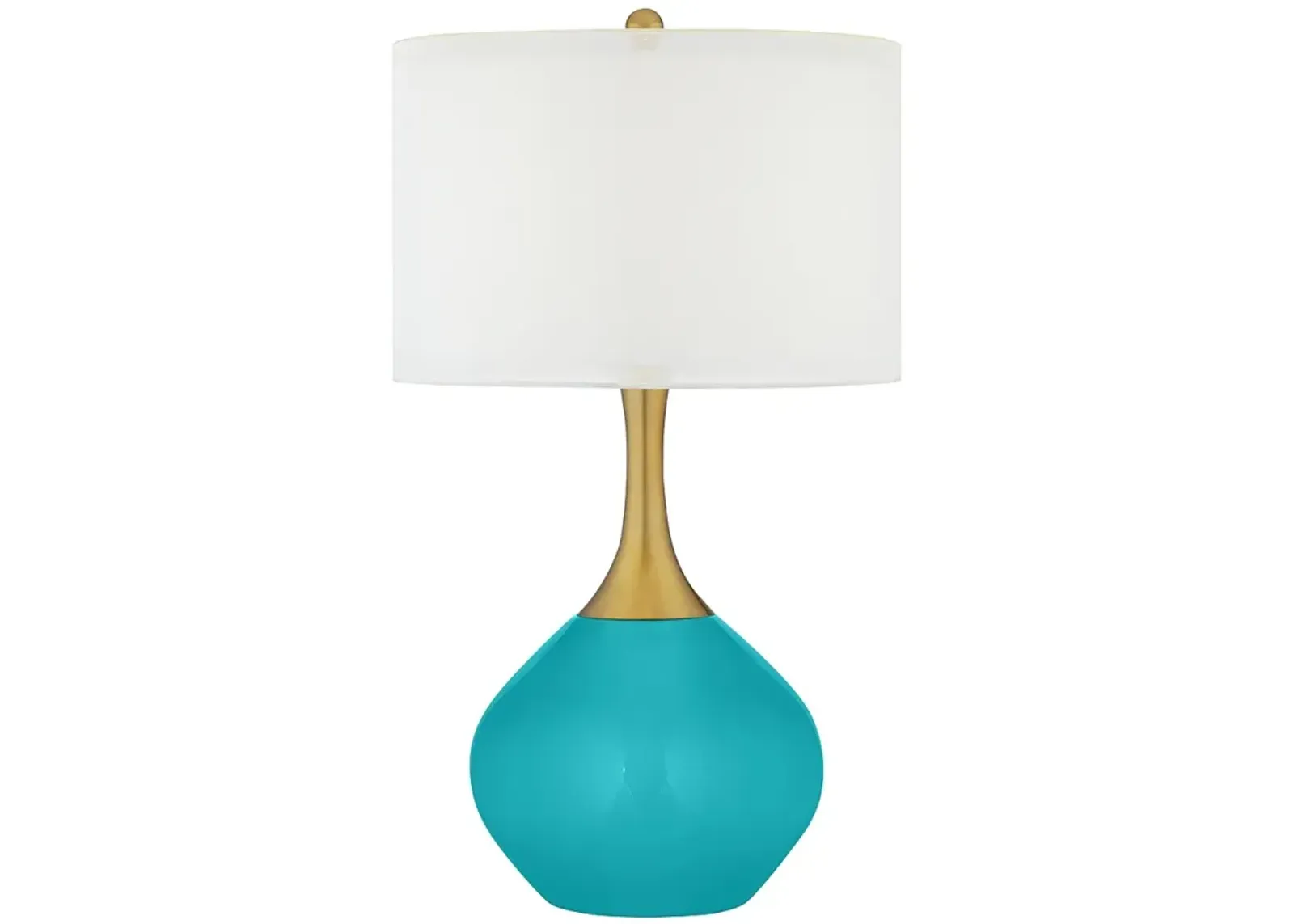 Color Plus Nickki 30 1/2" Brass and Surfer Blue Coastal Table Lamp