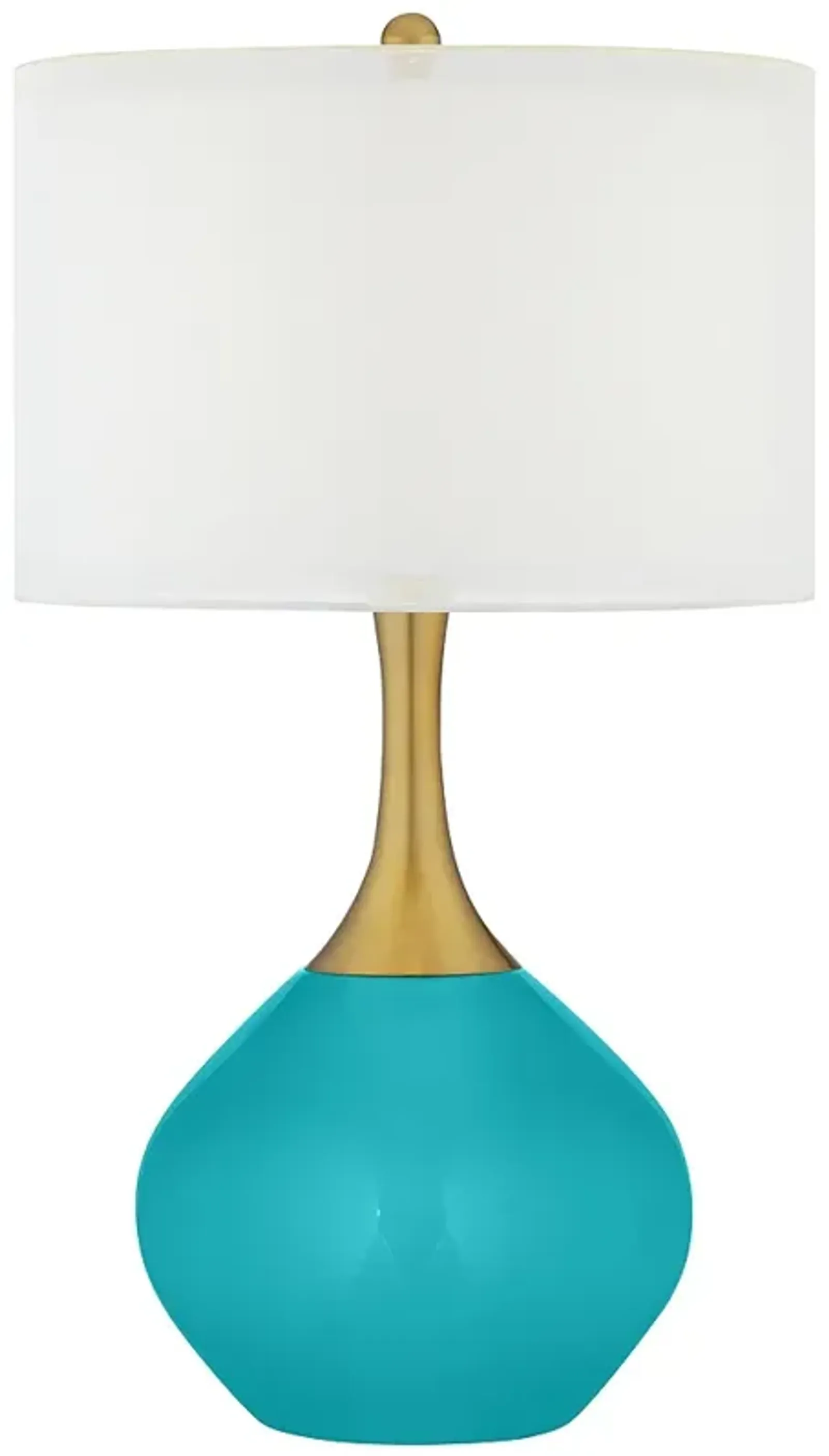 Color Plus Nickki 30 1/2" Brass and Surfer Blue Coastal Table Lamp