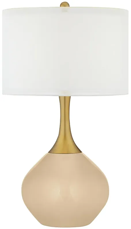 Color Plus Nickki Brass 30 1/2" Colonial Tan Modern Table Lamp