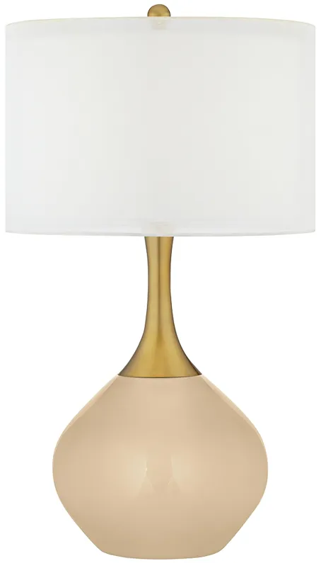 Colonial Tan Nickki Brass Modern Table Lamp
