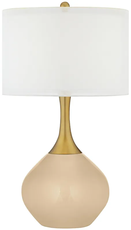 Color Plus Nickki Brass 30 1/2" Colonial Tan Modern Table Lamp