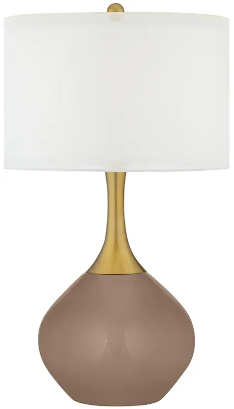 Mocha Brown Nickki Brass Modern Table Lamp