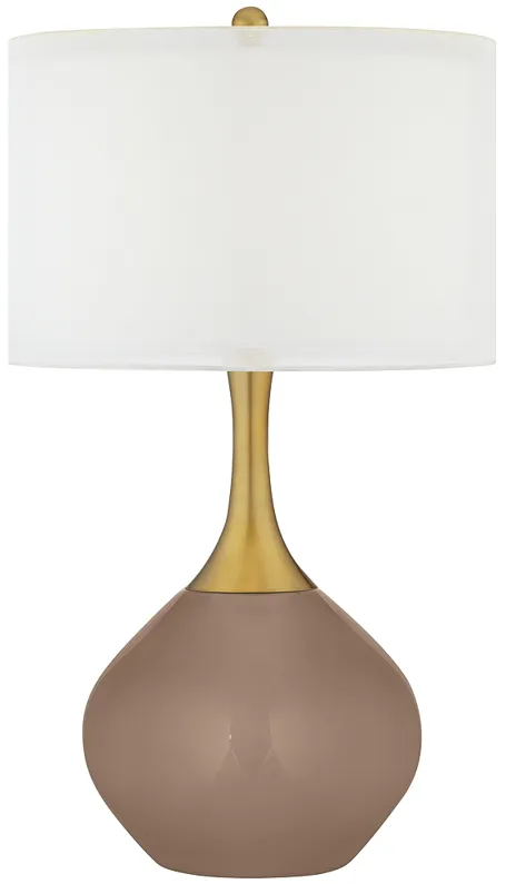 Mocha Brown Nickki Brass Modern Table Lamp