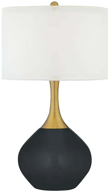 Color Plus Nickki Brass 30 1/2" Black Of Night Modern Glass Table Lamp