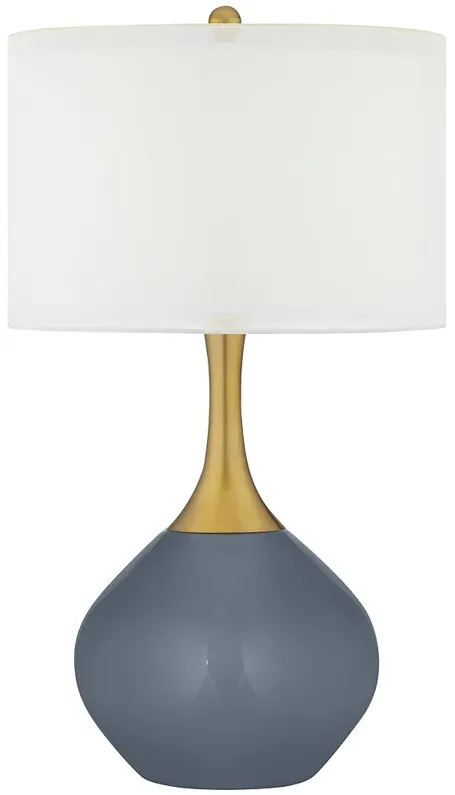 Granite Peak Gray Nickki Brass Modern Table Lamp