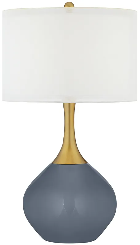 Granite Peak Gray Nickki Brass Modern Table Lamp