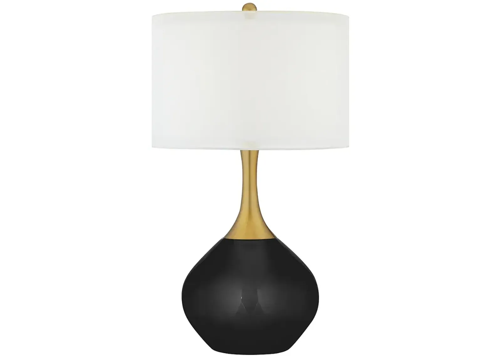 Color Plus Nickki Brass 30 1/2" Tricorn Black Modern Glass Table Lamp