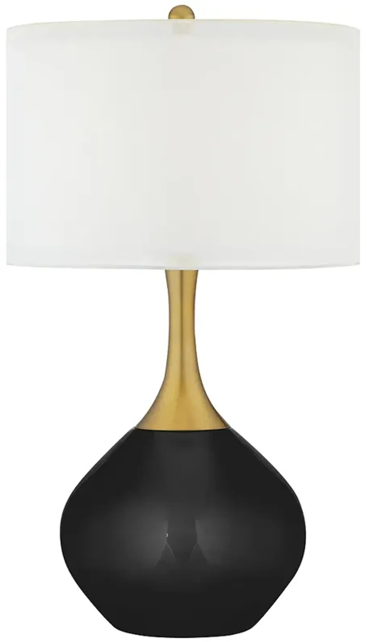 Color Plus Nickki Brass 30 1/2" Tricorn Black Modern Glass Table Lamp