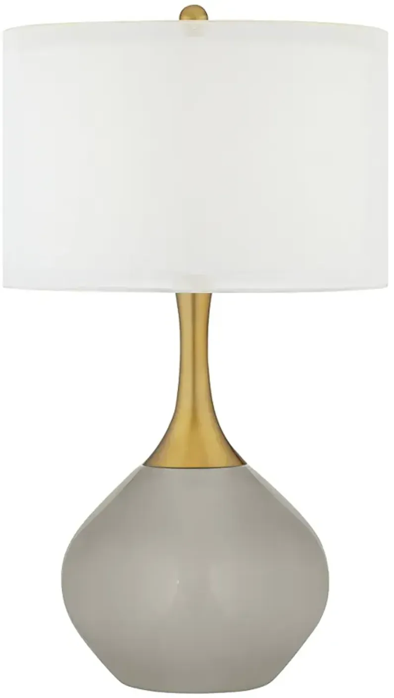 Requisite Gray Nickki Brass Modern Table Lamp