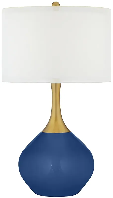 Color Plus Nickki Brass 30 1/2" Monaco Blue Modern Table Lamp