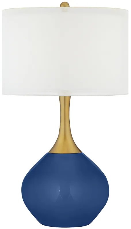 Monaco Blue Nickki Brass Modern Table Lamp