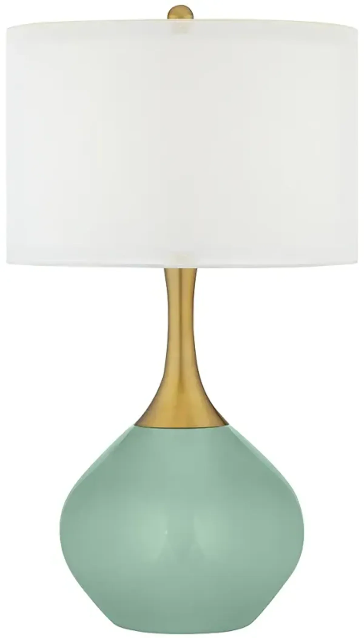 Color Plus Nickki Brass 30 1/2" High Modern Grayed Jade Table Lamp