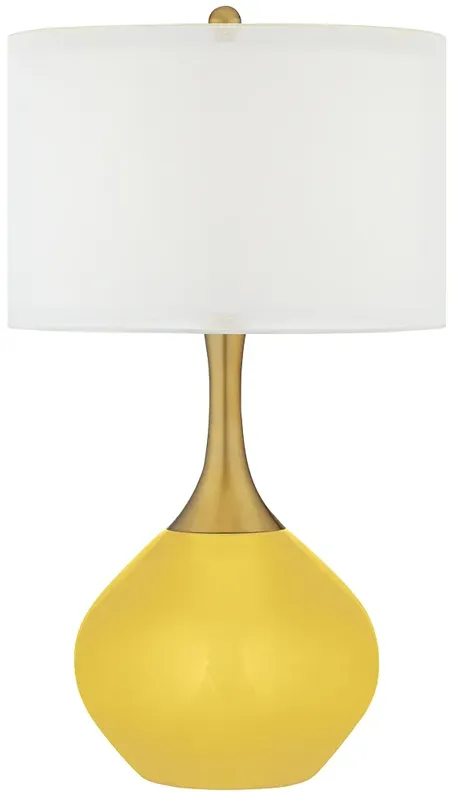 Lemon Zest Yellow Nickki Brass Modern Table Lamp