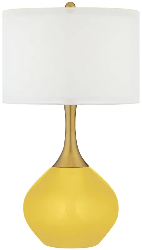 Lemon Zest Yellow Nickki Brass Modern Table Lamp